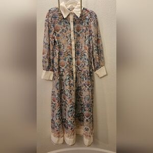 Floral Maxi Dress with Button-Down Front